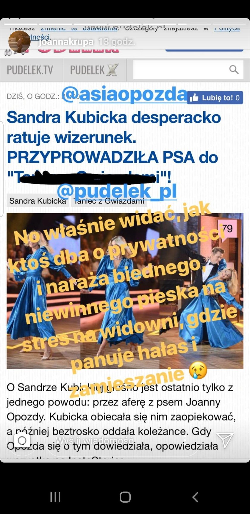 Sandra Kubicka z psem w "Tańcu z gwiazdami"