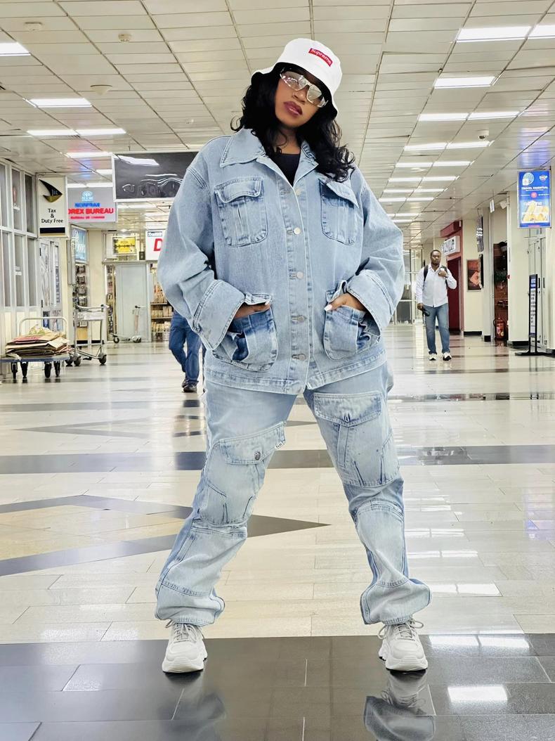 Sheebah can be seen embracing monochrome themes and denim