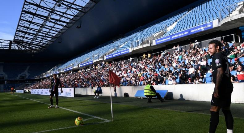 A limited number of fans got to watch PSG stars such as Neymar and Kylian Mbappe play at the Stade Oceane in Le Havre