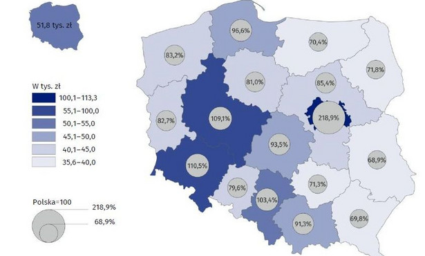 PKB w regionach Polski. Warszawa ciągnie polską gospodarkę [MAPA]