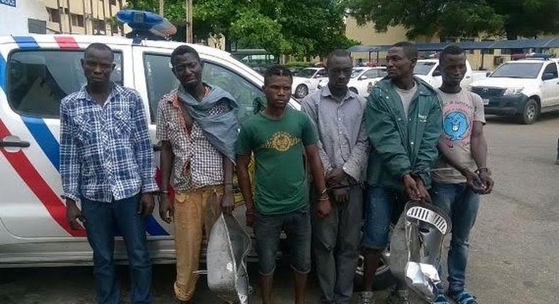 Suspects arrested by the RRS for acts of vandalism and theft of government property.