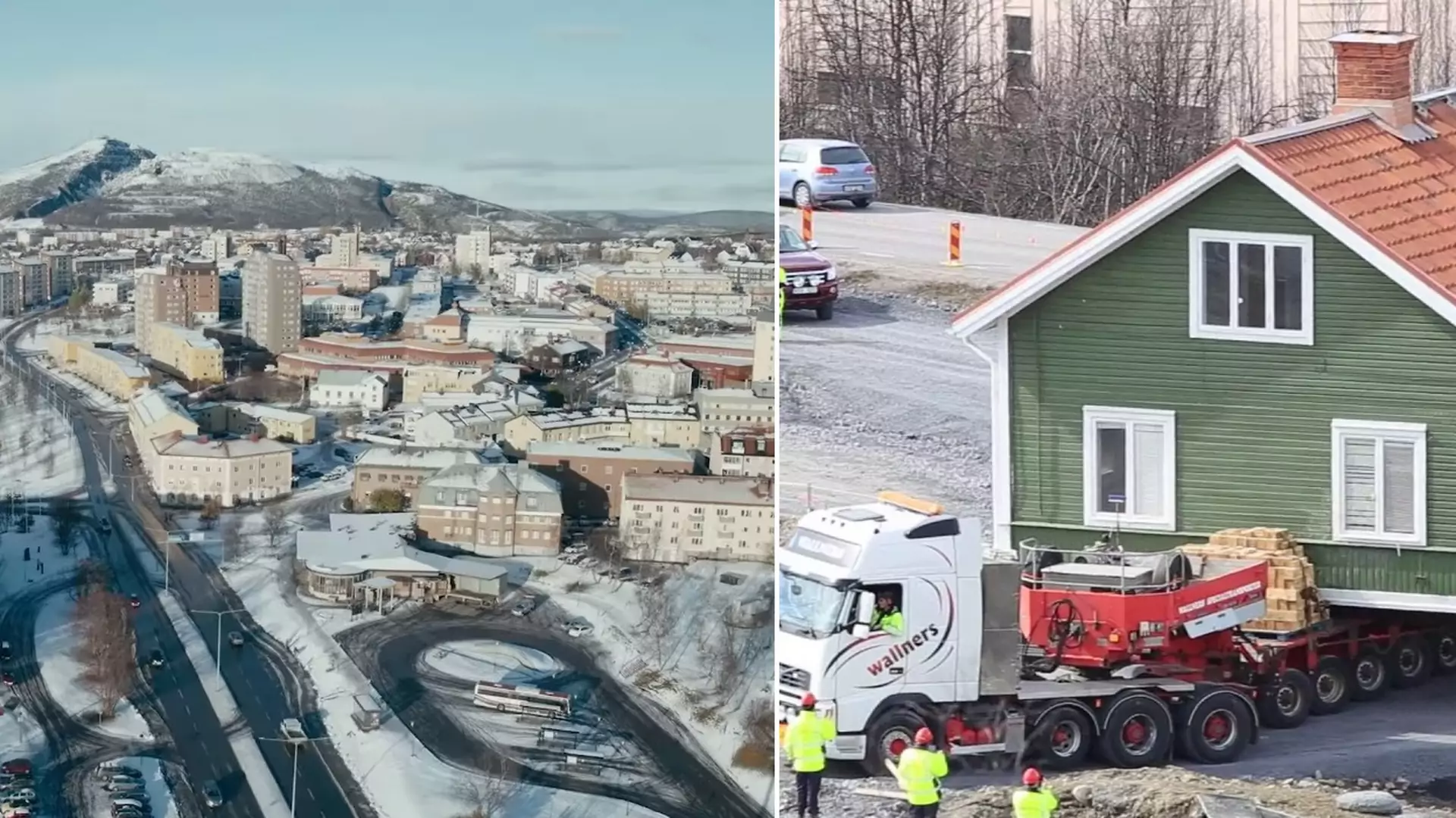 W Szwecji przenoszą miasto o 3 kilometry. Transportują całe domy na ciężarówkach [FILM]