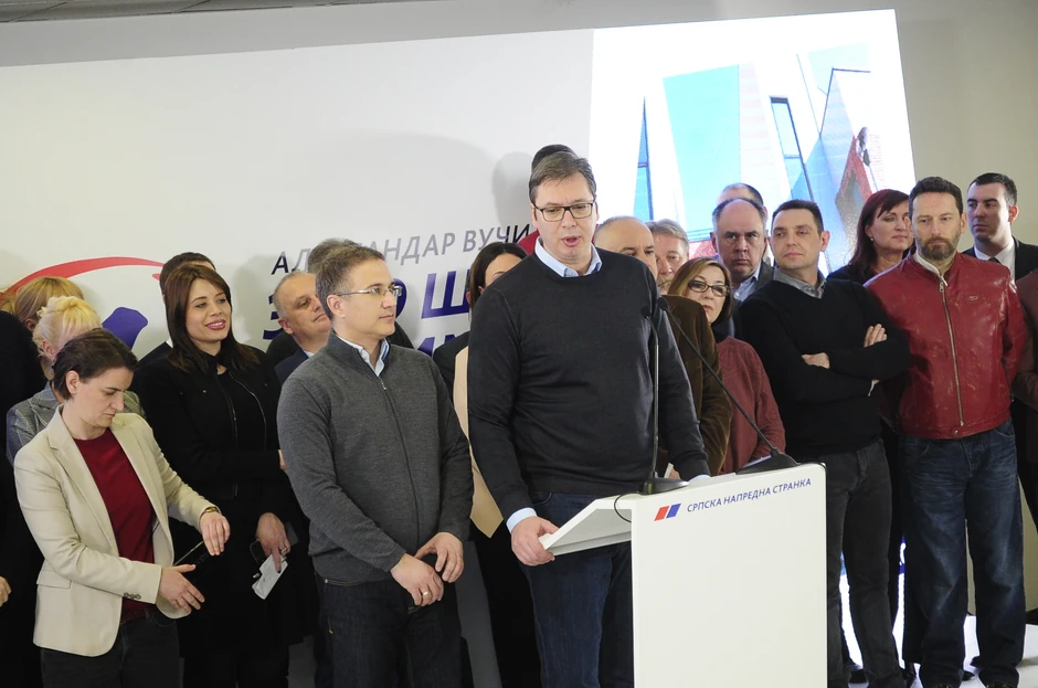 Aleksandar Vučić u izbornom štabu