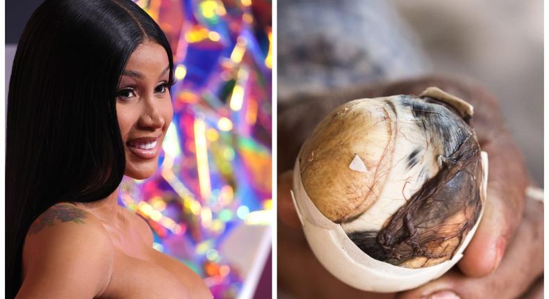 Cardi B tried a Balut egg for the first time. She was definitely not a fan.Kevin Mazur/Getty Images for MTV // Getty Images