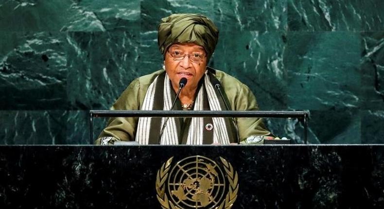 Liberia's President Ellen Johnson-Sirleaf addresses the United Nations General Assembly in the Manhattan borough of New York, U.S., September 22, 2016.  REUTERS/Eduardo Munoz