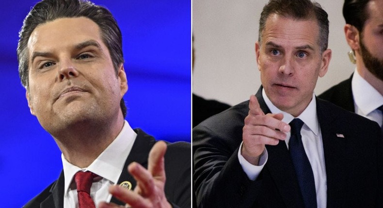 Rep. Matt Gaetz (left) and Hunter Biden (right).Celal Gunes/Anadolu via Getty Images; Samuel Corum via Getty Images