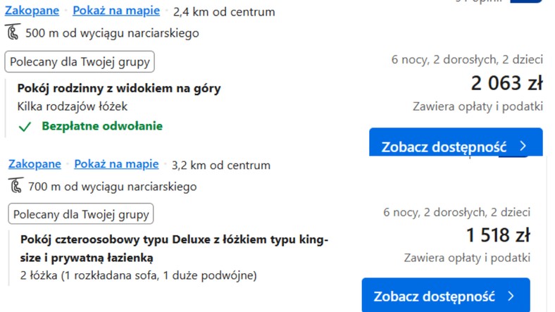 Najniższe ceny noclegów w Zakopanem