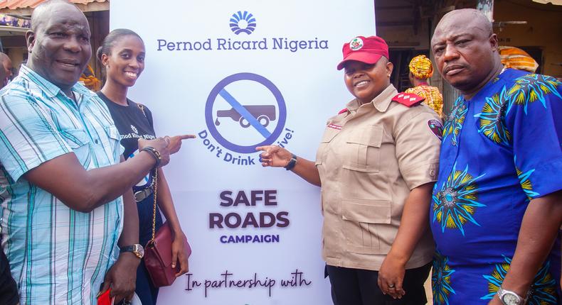 Representatives from Pernod Ricard Nigeria and the Federal Road Safety Corps flanked by executives of the Iyana Ipaja motor park