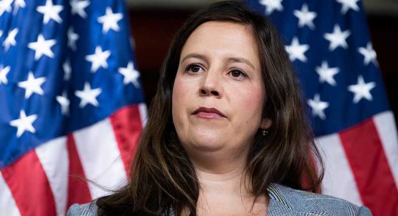 Stefanik at a press conference on Capitol Hill on October 26, 2021.