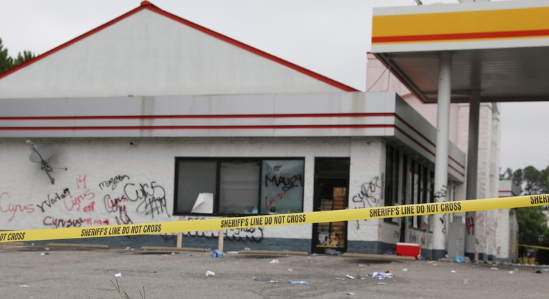 The Xpress Mart convenience store is seen on May 30, 2023, in Columbia, South Carolina, where Richland County deputies said the store owner chased a 14-year-old he thought shoplifted, but didn't steal anything and fatally shot the teen in the back.Jeffrey Collins/AP