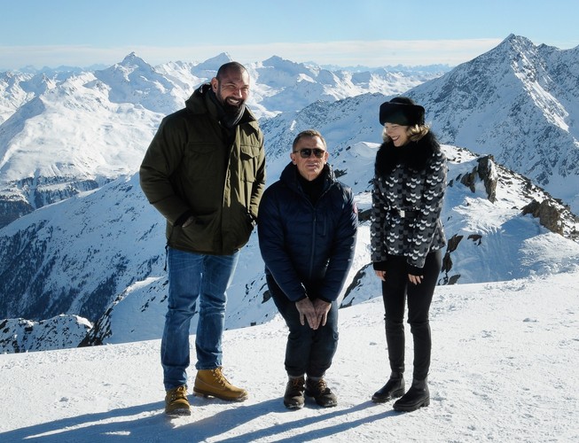 Dave Bautista, Daniel Craig i Léa Seydoux w austriackim Soelden