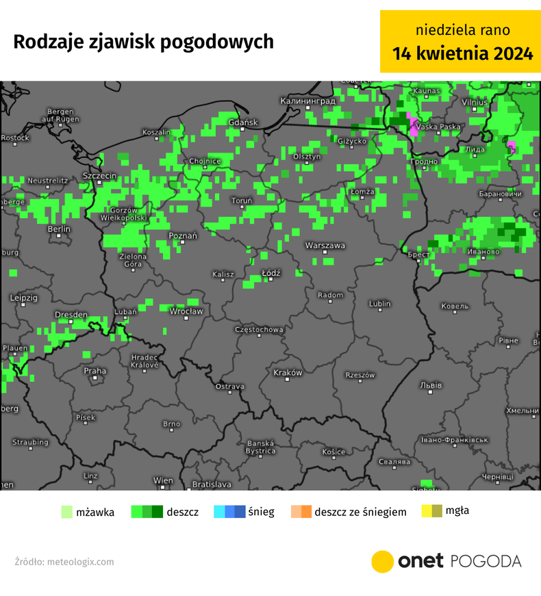 Druga połowa tygodnia najwięcej deszczu przyniesie na północy