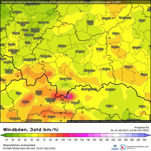 Prognozowane porywy wiatru w niedzielę wieczorem