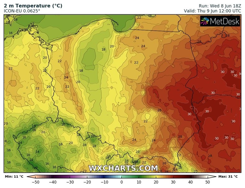 Na krańcach wschodnich temperatura może sięgnąć 30 st. C