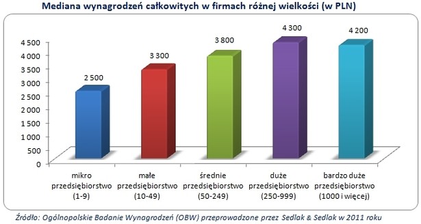 Płace w firmach o różnej wielkości