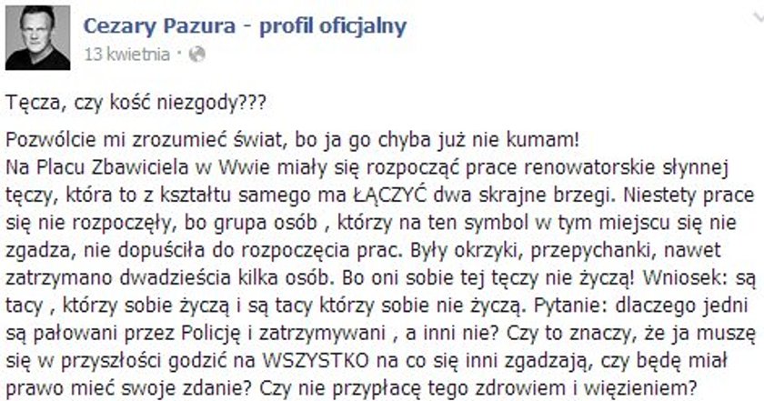 Aktor uważa, że nie wtrąca się w politykę