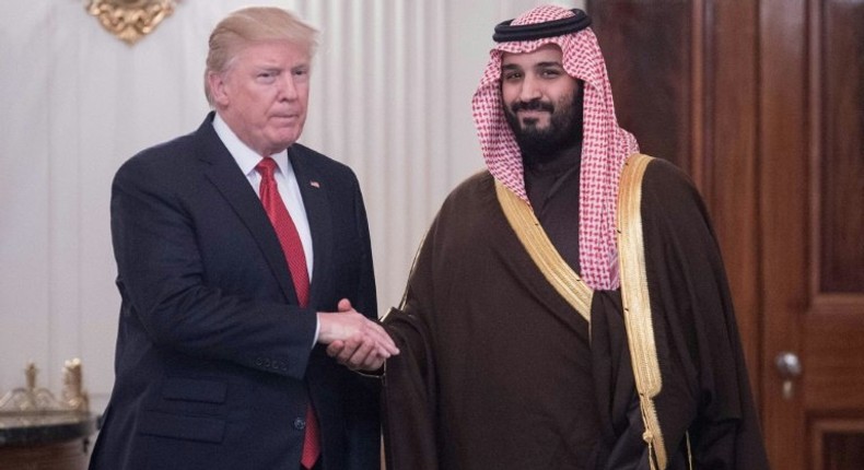 Saudi Arabia's new heir to the throne Mohammed bin Salman meets US President Donald Trump at the White House while still deputy crown prince on March 14, 2017