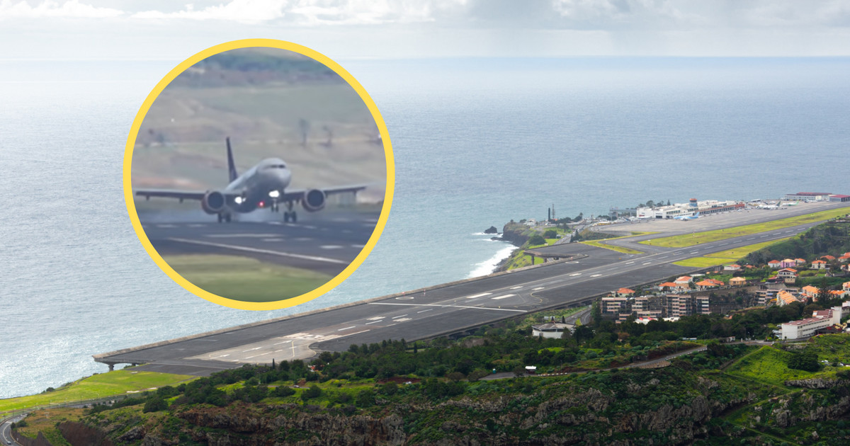 El avión debía aterrizar en Madeira.  Las cámaras grabaron el dramático momento.