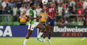 Asisat Oshoala played as Super Falcons lost 2-0 to USA in the Summer Series game (Twitter/U.S. Soccer WNT)