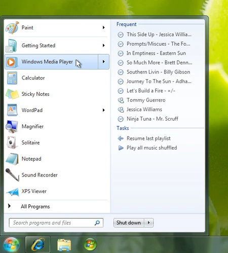 Menu Start w Windows 7. (fot. Microsoft)