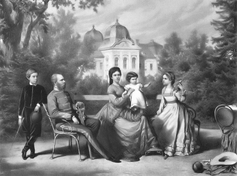 Rodzina cesarska - Sisi, Franciszek Józef i ich dzieci - obraz Vinzenz Katzler
