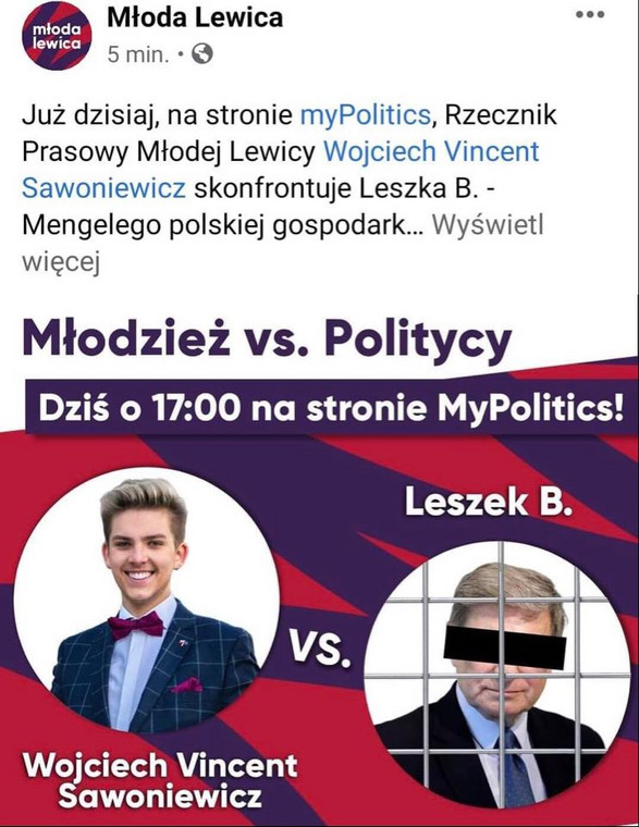 Wpis Młodej Lewicy na Facebooku o "Leszku B. - Mengelem polskiej gospodarki" został szybko skasowany