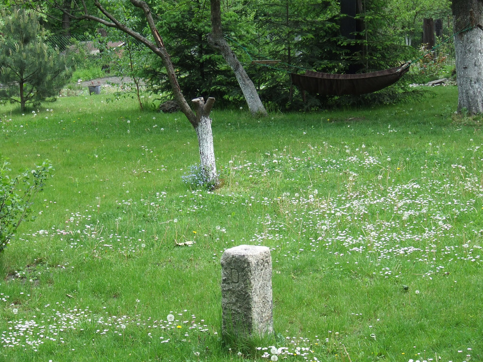 Kamień graniczny w przydomowym ogródku, Ruda Śląska