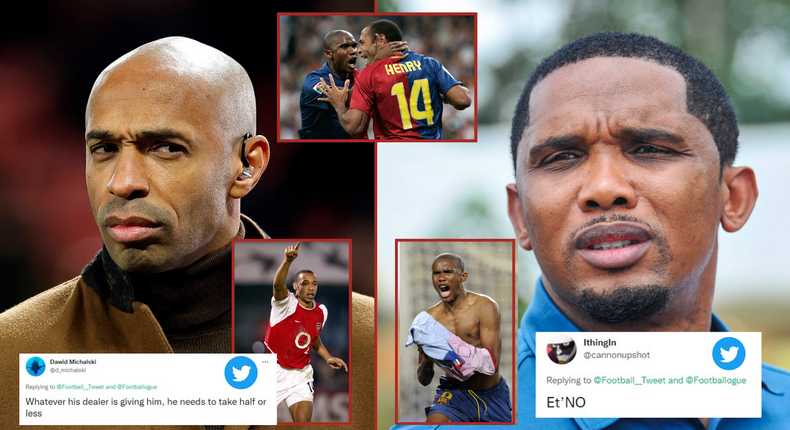 Fans react after Samuel Eto'o compares himself to Henry Thierry