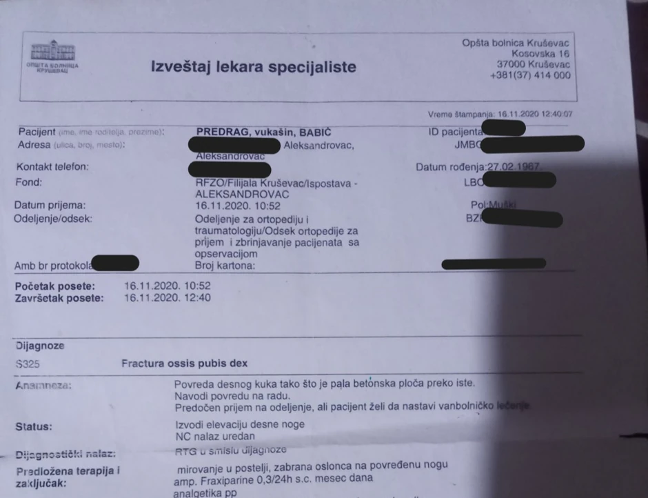 Dokumentacija iz bolnice