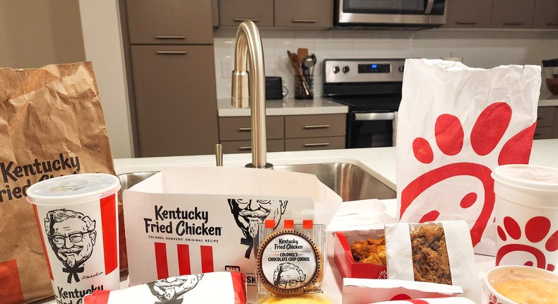 I ordered a variety of food from KFC and Chick-fil-A to try at home.Pascale Mondesir