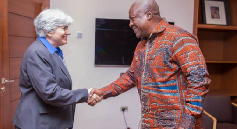 John Mahama and US Ambassador to Ghana, Stephanie S. Sullivan