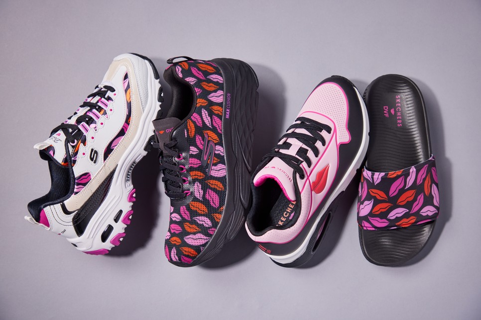 A Skechers x DVF 2023-as kapszulakollekció darabjai