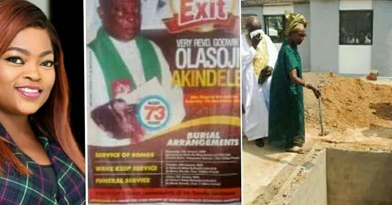 While delivering the burial sermon, Rev. Osundina thanked the children for taking care of their father during the times when he was ill but stressed the fact that paying him the last respect as children were very important and significant. [Instagram/BSCNaija]