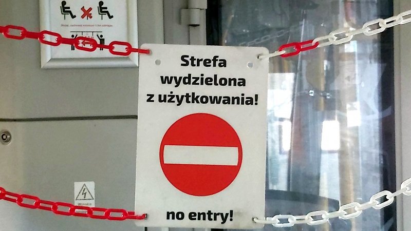 tablica z napisem "strefa wydzielona z użytkowania" fot MPK Poznań