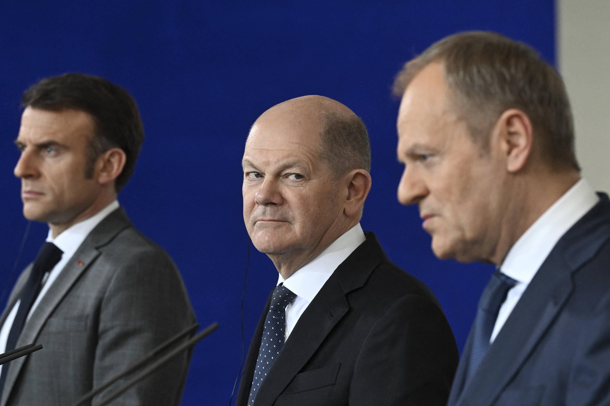 Emmanuel Macron, Olaf Scholz i Donald Tusk