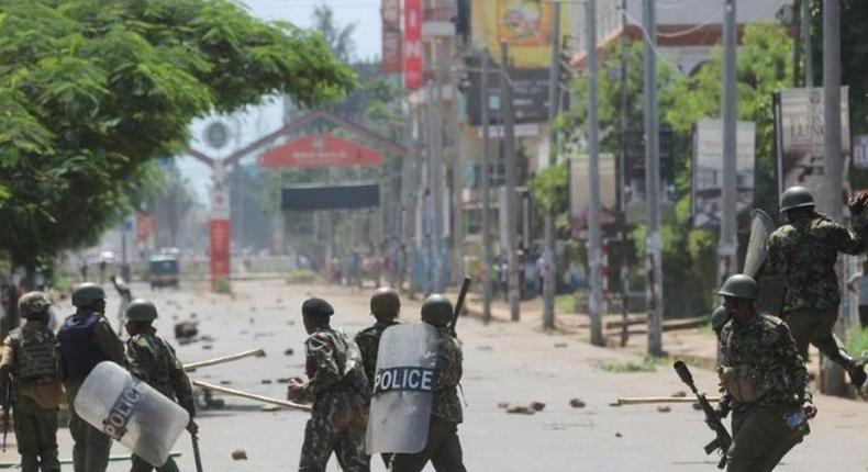 File image of chaotic scenes during a past demonstration in Kisumu County