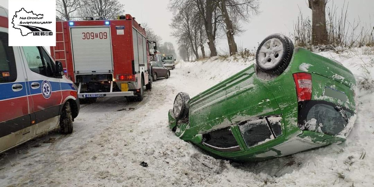 Koszmarny wypadek w Świętokrzyskiem! Kobieta i dwoje dzieci w szpitalu.