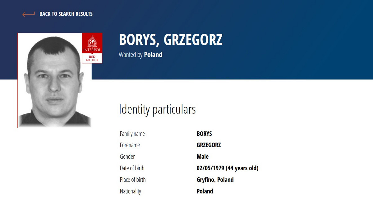 Czerwona nota Interpolu za Grzegorzem Borysem