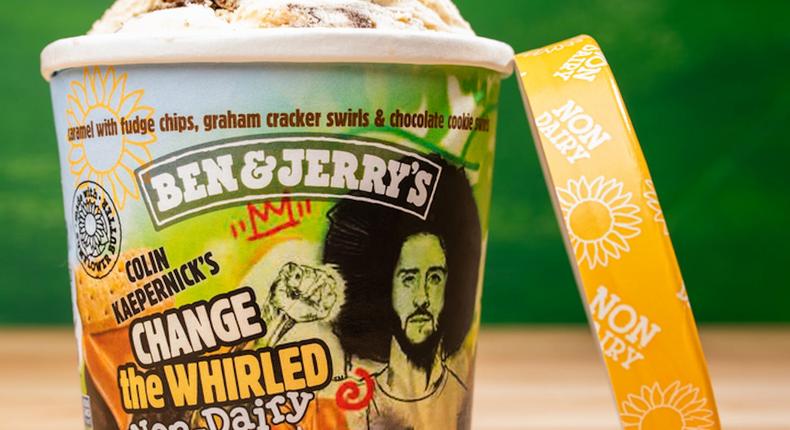 Ben & Jerry and Colin Kaepernick's Change the Whirled flavor.