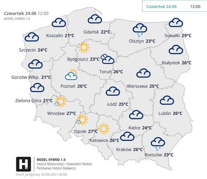 Prognoza pogody dla Polski (czwartek 24.06) - IMGW