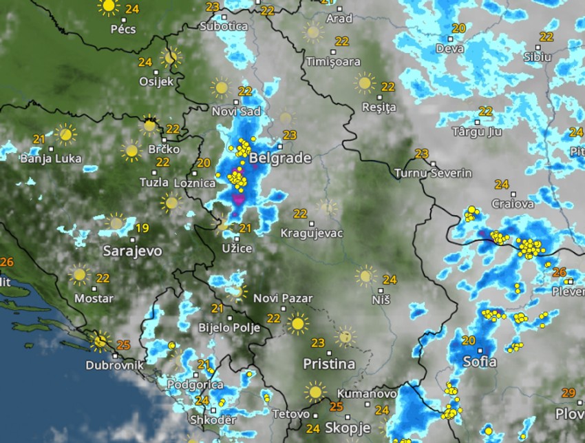 Kretanje nevremena u 18 sati