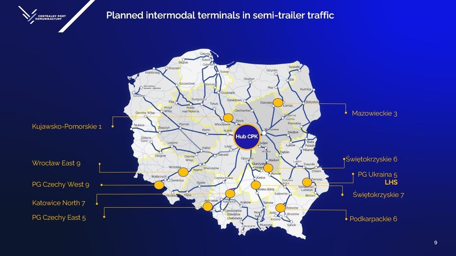 Planowany rozkład terminali.