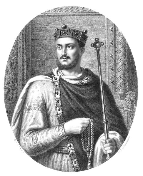 Grafika Aleksandra Lessera przedstawiająca wizerunek Mieszka II. Fot. domena publiczna 
