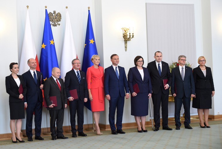 Agata Duda i Andrzej Duda w czasie powołania ministrów kancelarii prezydenta