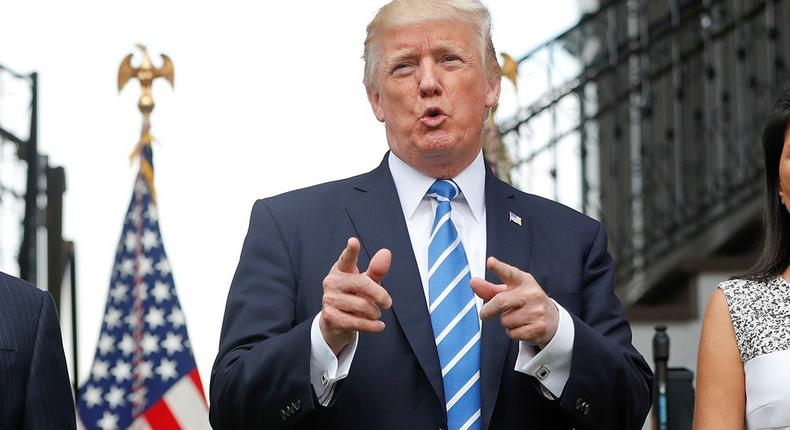 President Donald Trump during a press conference at his Bedminster, New Jersey, resort, August 11, 2017.