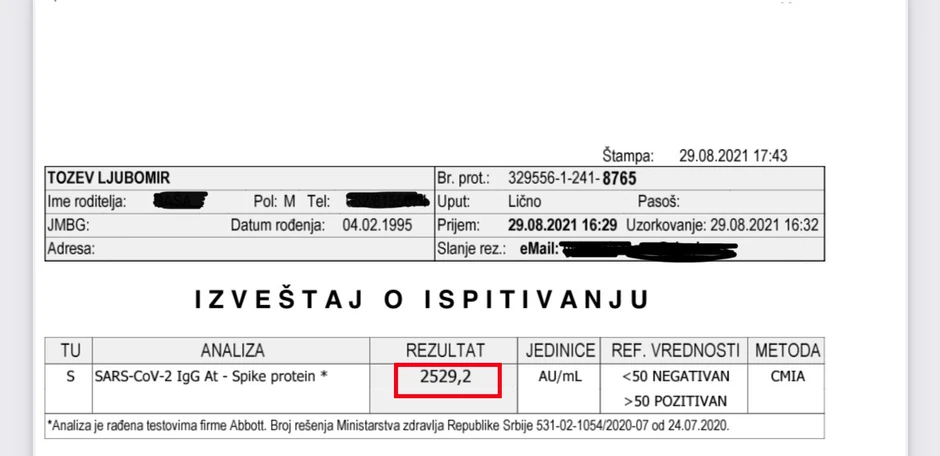 Test šest meseci nakon druge doze Fajzer vakcine