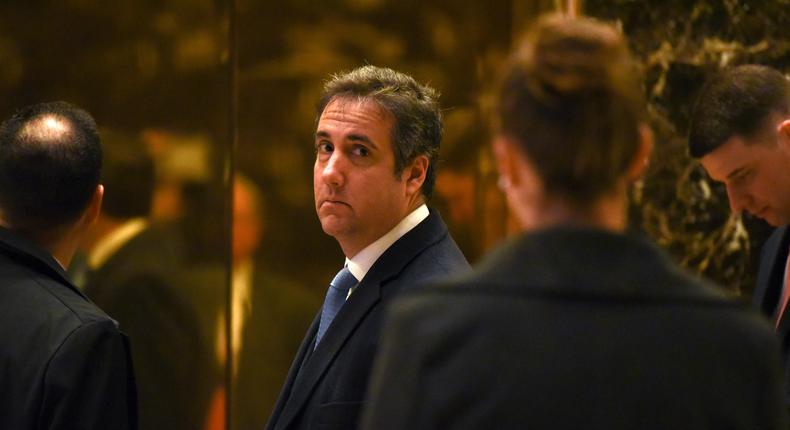 Michael Cohen, Donald Trump's personal lawyer, arrives in Trump Tower in New York City.