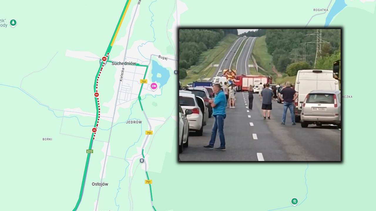 Karambol na S7. Lądował śmigłowiec LPR