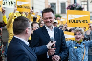 Szymon Hołownia na wiecu w trakcie kampanii prezydenckiej, Lublin, 6 czerwca 2020. 