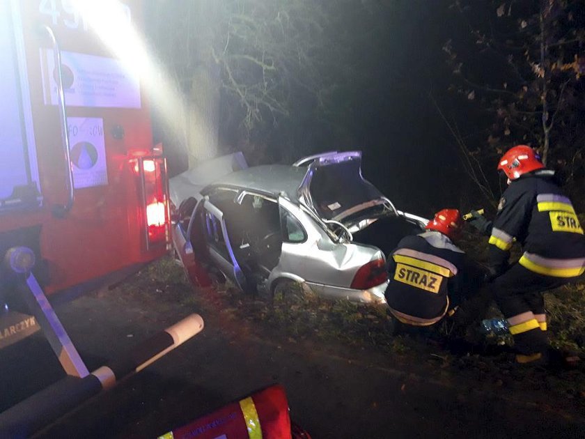 Auto uderzyło w drzewo. W środku było osiem osób, jedna zginęła